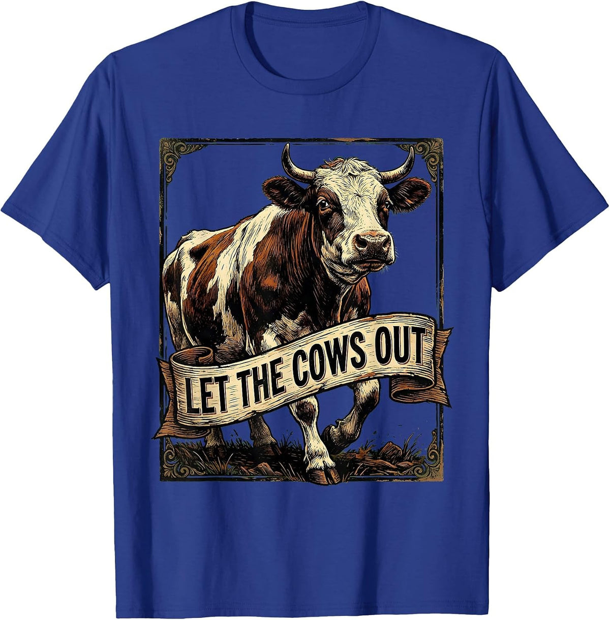 Men's Let the Cows Out Funny Farm Life Design T-Shirt - Royal Blue