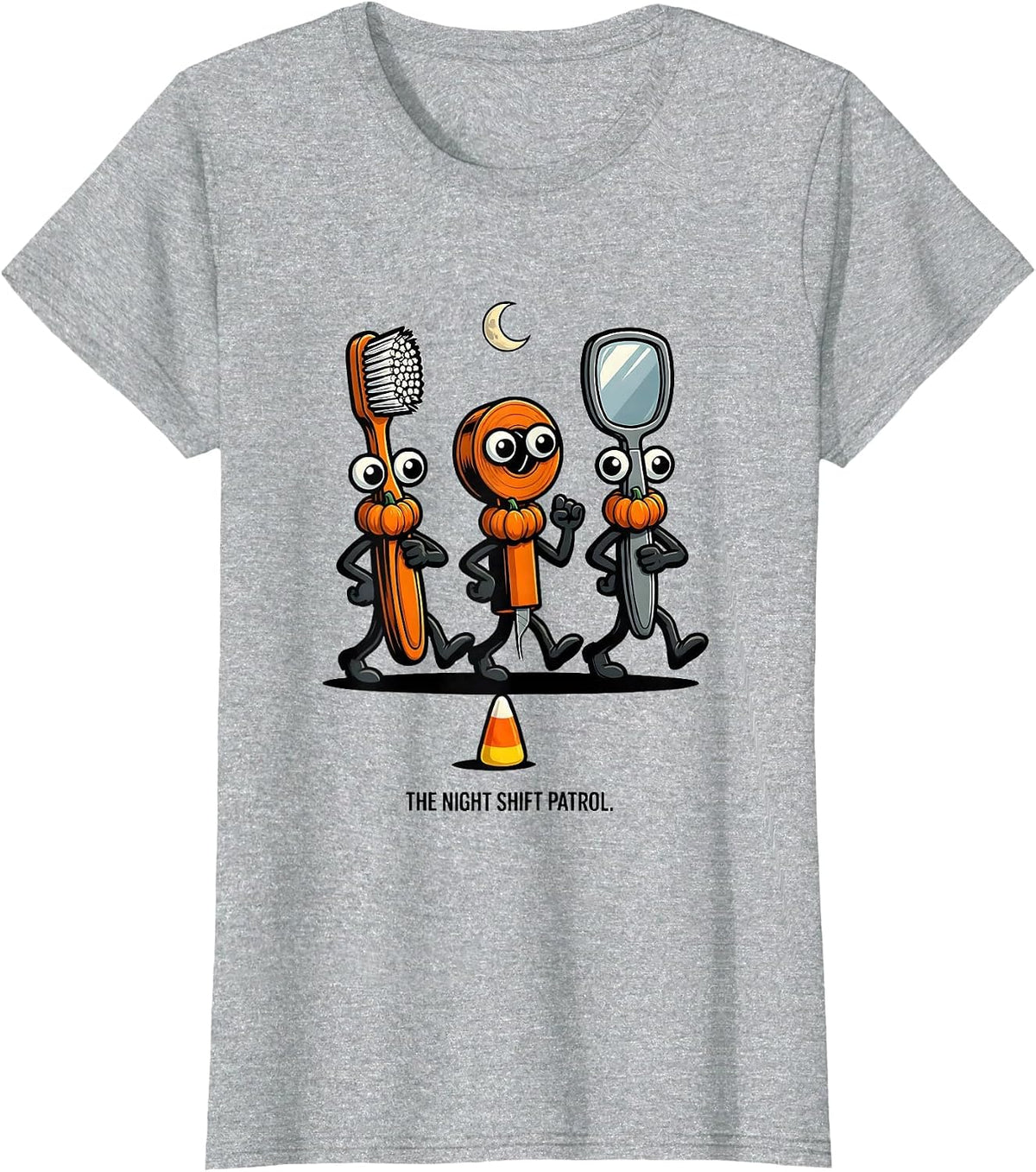 Women's The Night Shift Patrol Cartoon Dental Halloween Dentist T-Shirt - Heather Grey