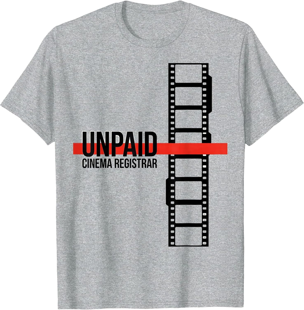 Men's Unpaid Cinema Registrar Editorial Conceptual Film Buff Humor T-Shirt - Heather Grey