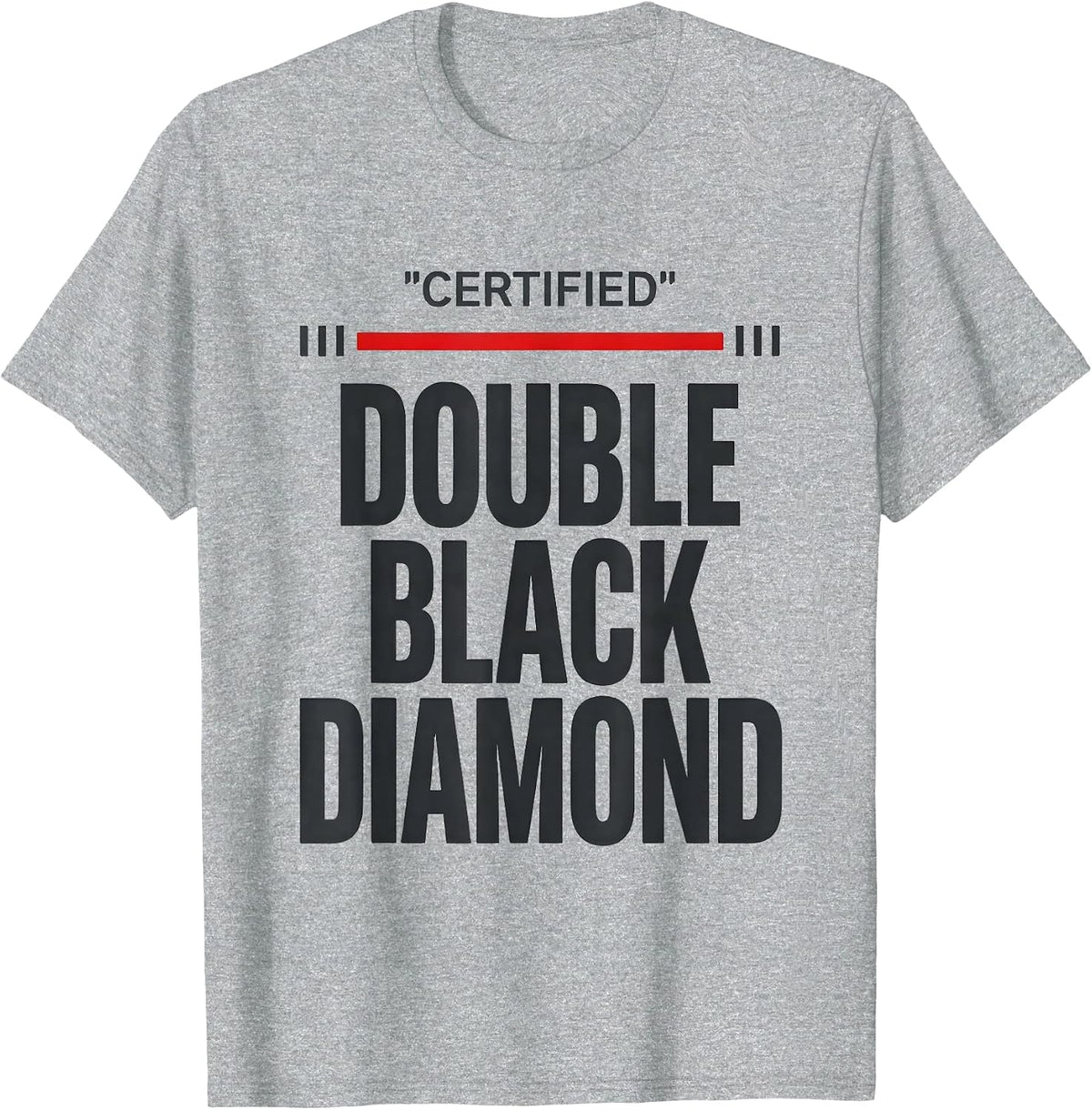 Men's Certified Double Black Diamond Funny Ski Snowboard T-Shirt - Heather Grey