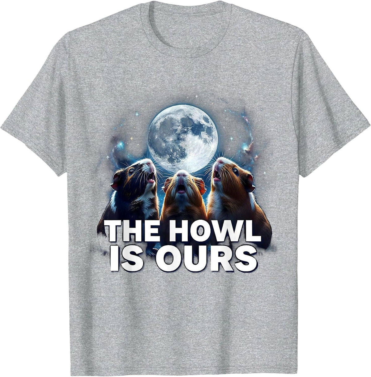 Men's The Howl Is Ours Cosmic Guinea Pig Funny Animal Parody Meme T-Shirt - Heather Grey