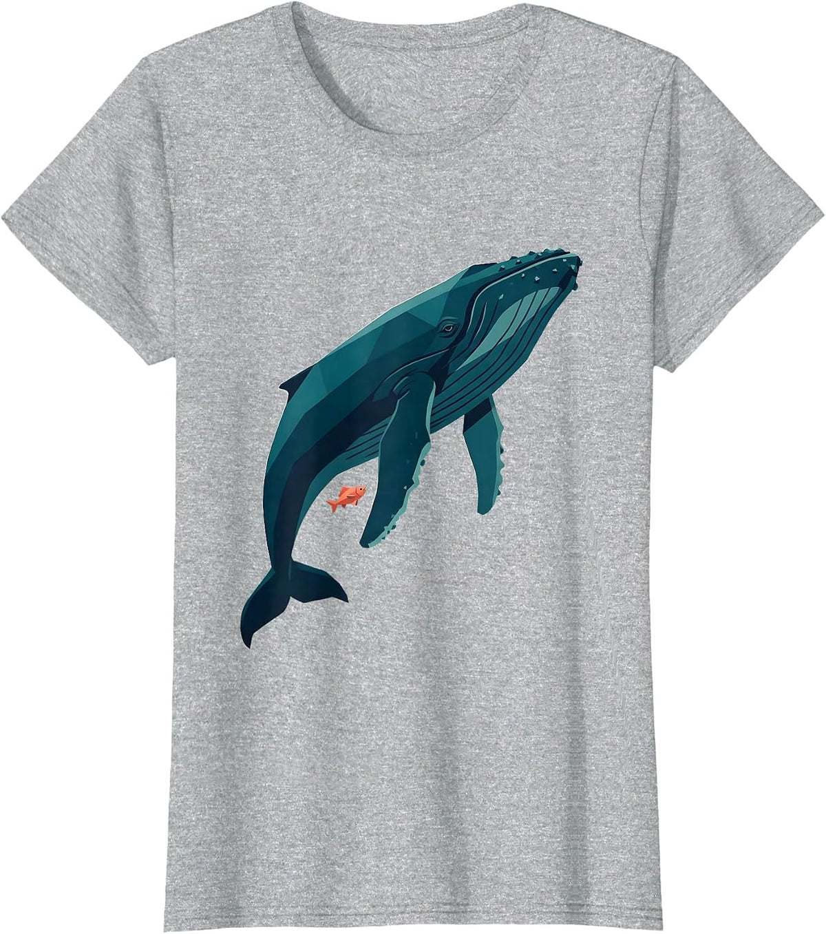 Women's Big Little Small Fish and Giant Whale Graphic T-Shirt - Heather Grey
