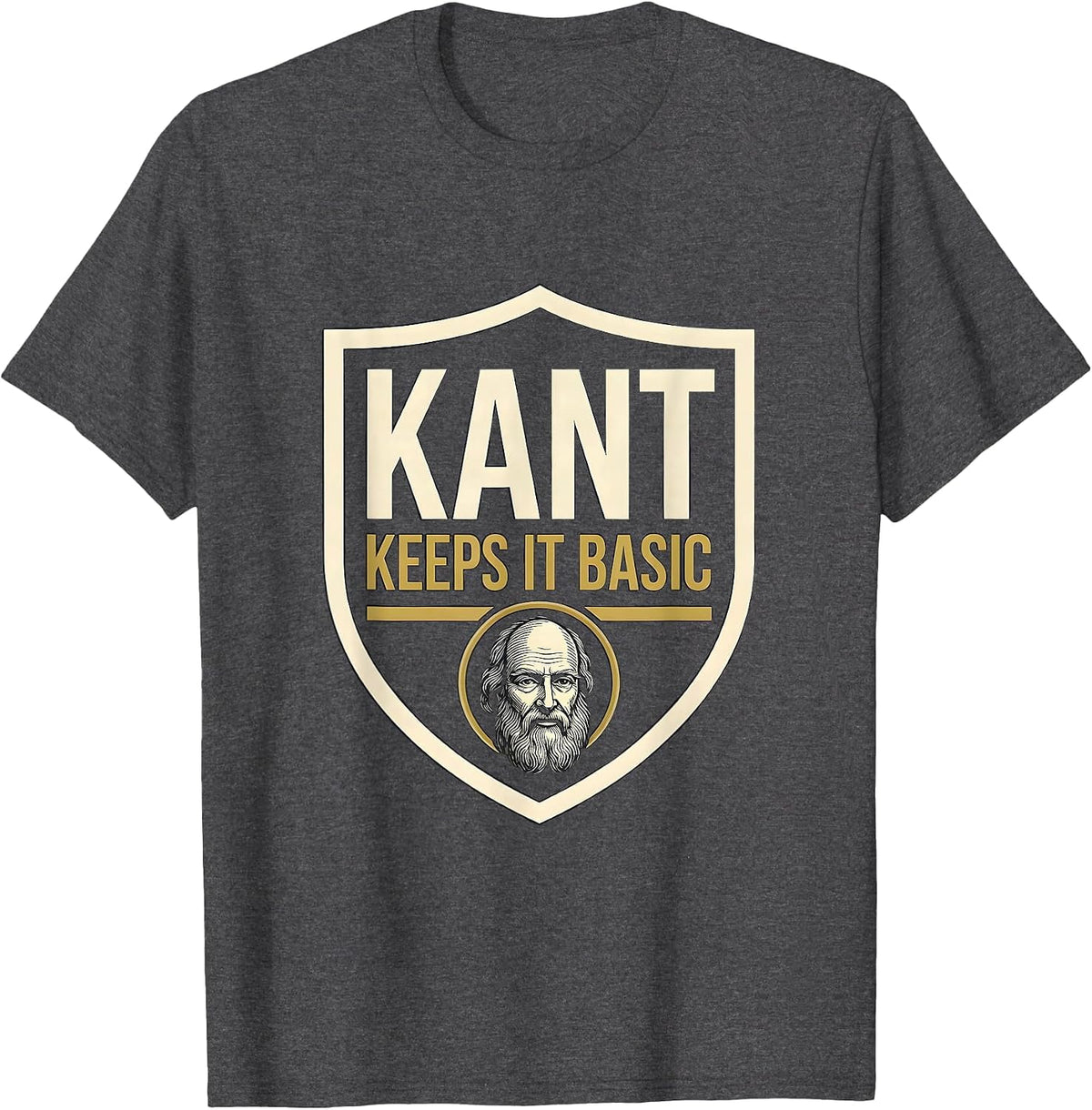 Men's Kant Keeps It Basic Funny Philosopher Pun Sarcastic Humor T-Shirt - Dark Heather Grey