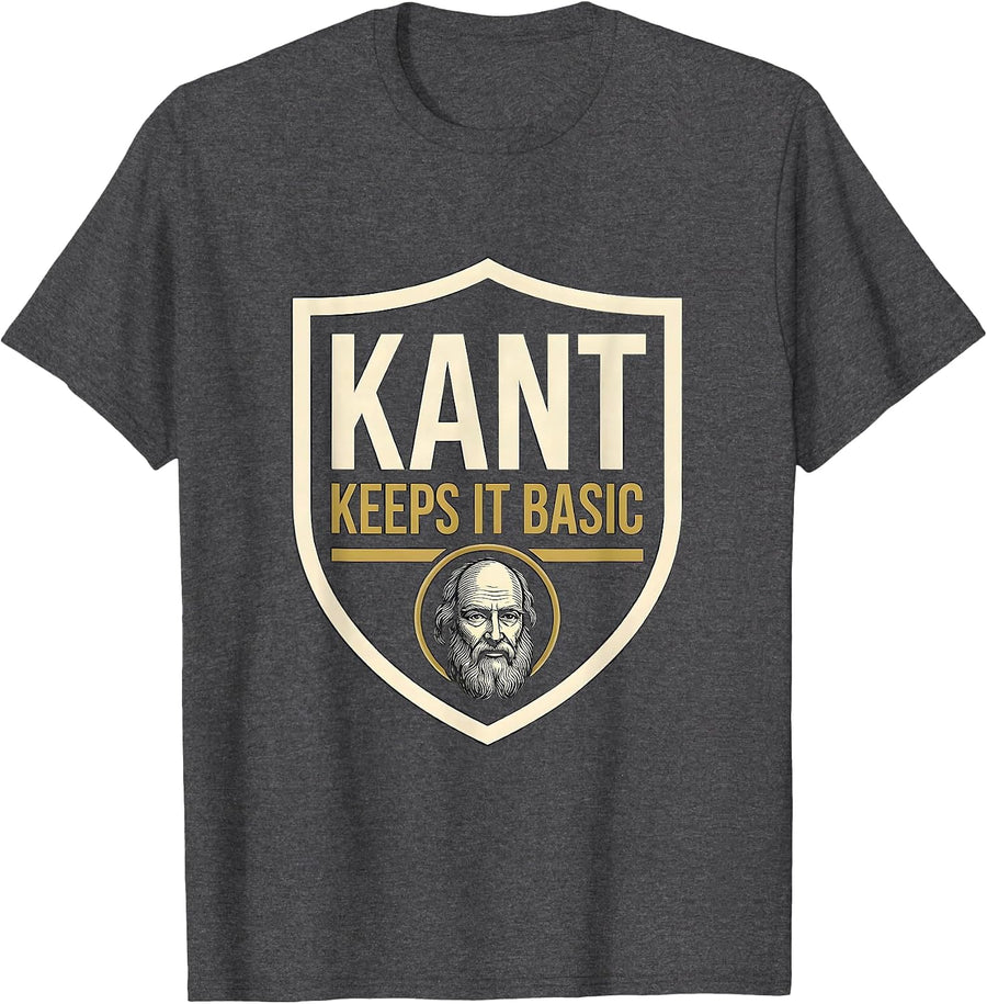 Men's Kant Keeps It Basic Funny Philosopher Pun Sarcastic Humor T-Shirt - Dark Heather Grey