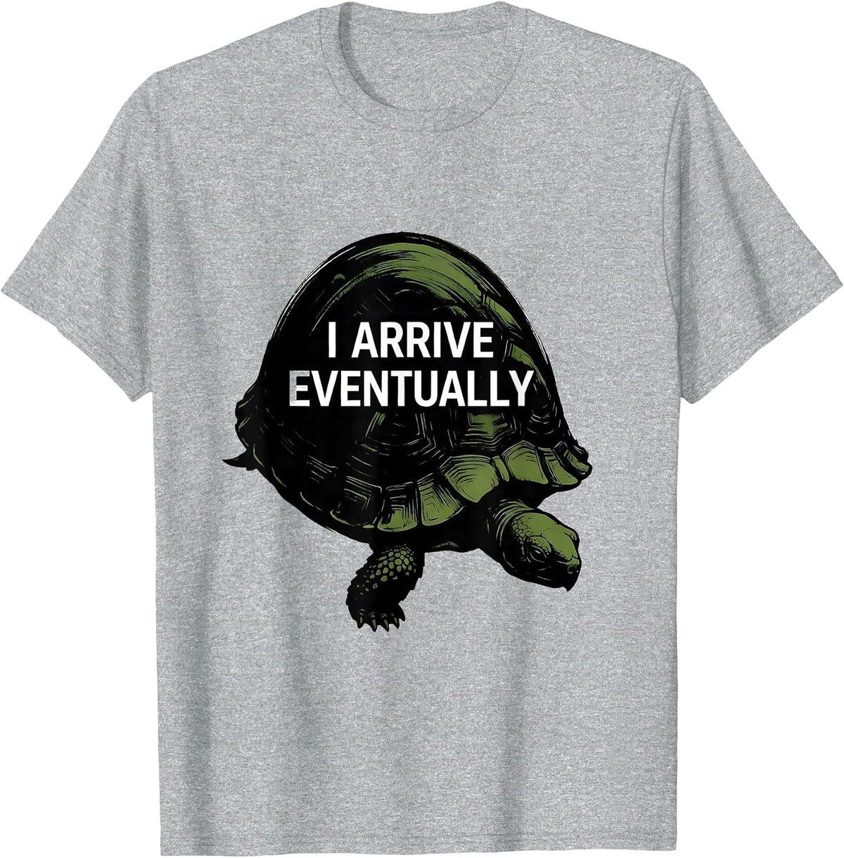 Men's I Arrive Eventually Funny Tortoise Lover Pet Owner Gift T-Shirt - Heather Grey