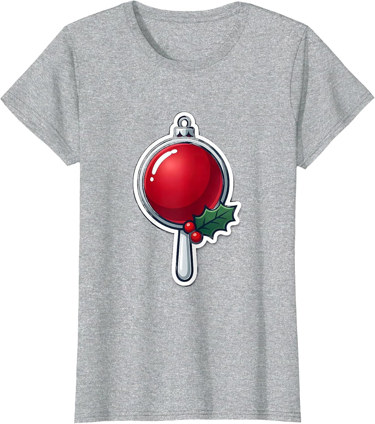 Women's Dental Mirror Ornament Sticker Dentist Christmas Humor T-Shirt - Heather Grey