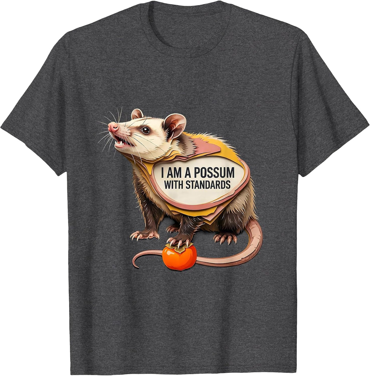 I Am A Possum With Standards Funny Opossum Trash-Panda Meme T-Shirt - Dark Heather Grey
