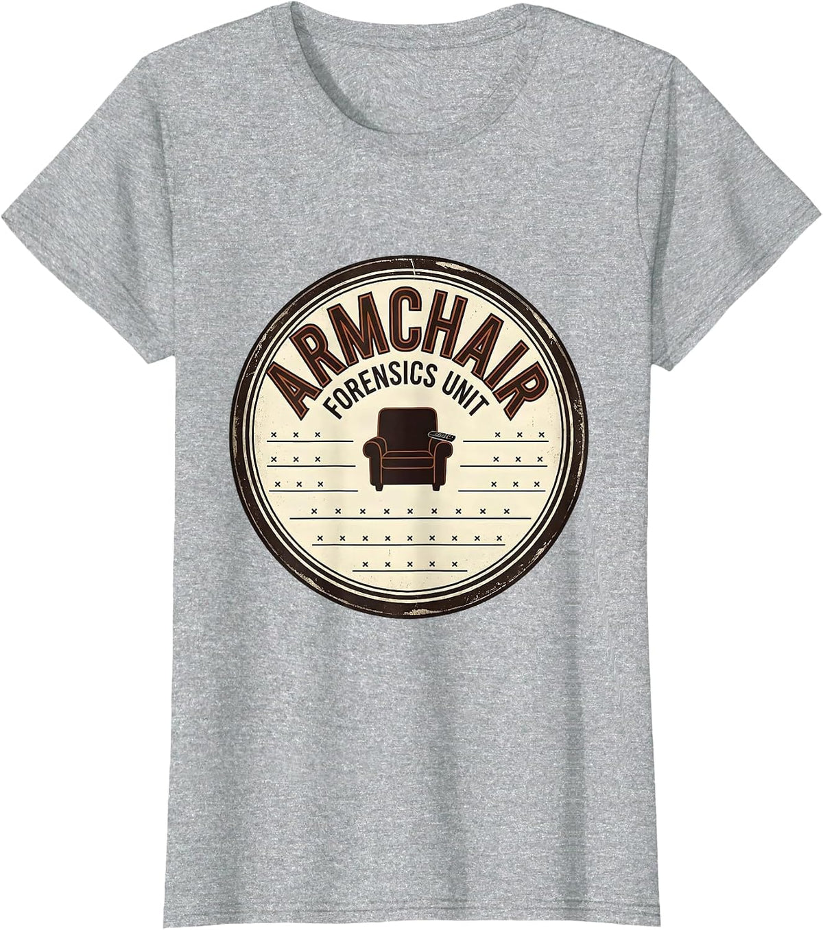 Armchair Forensics Unit Vintage True Crime Couch Detective T-Shirt - Heather Grey