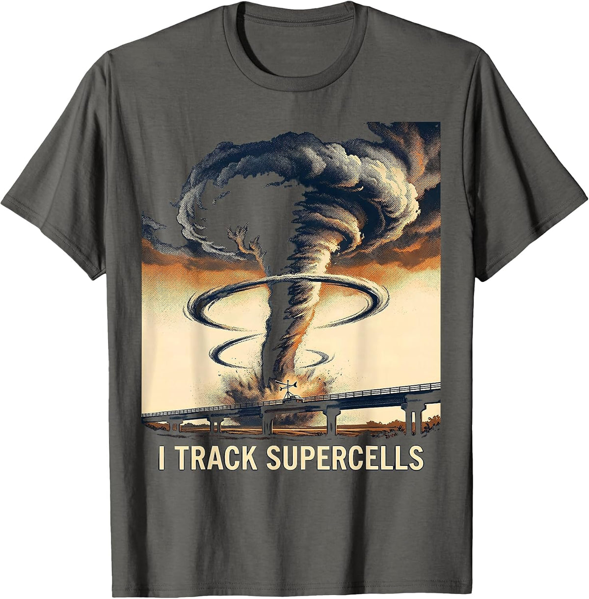 Men's I Track Supercells Vintage Storm Chaser Meteorology T-Shirt - Asphalt Grey
