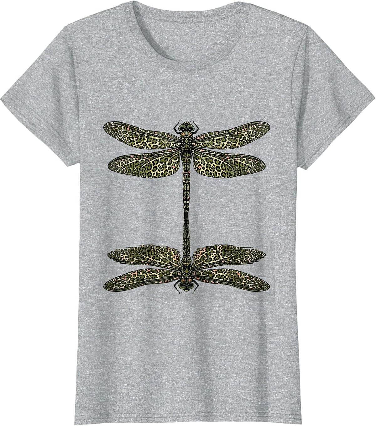 Camo Dragonfly Still Water Nature Design T-Shirt - Heather Grey