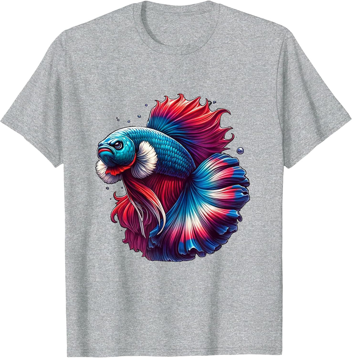 Angry Betta Fish Face Funny Vibrant Exotic Tee T-Shirt - Heather Grey