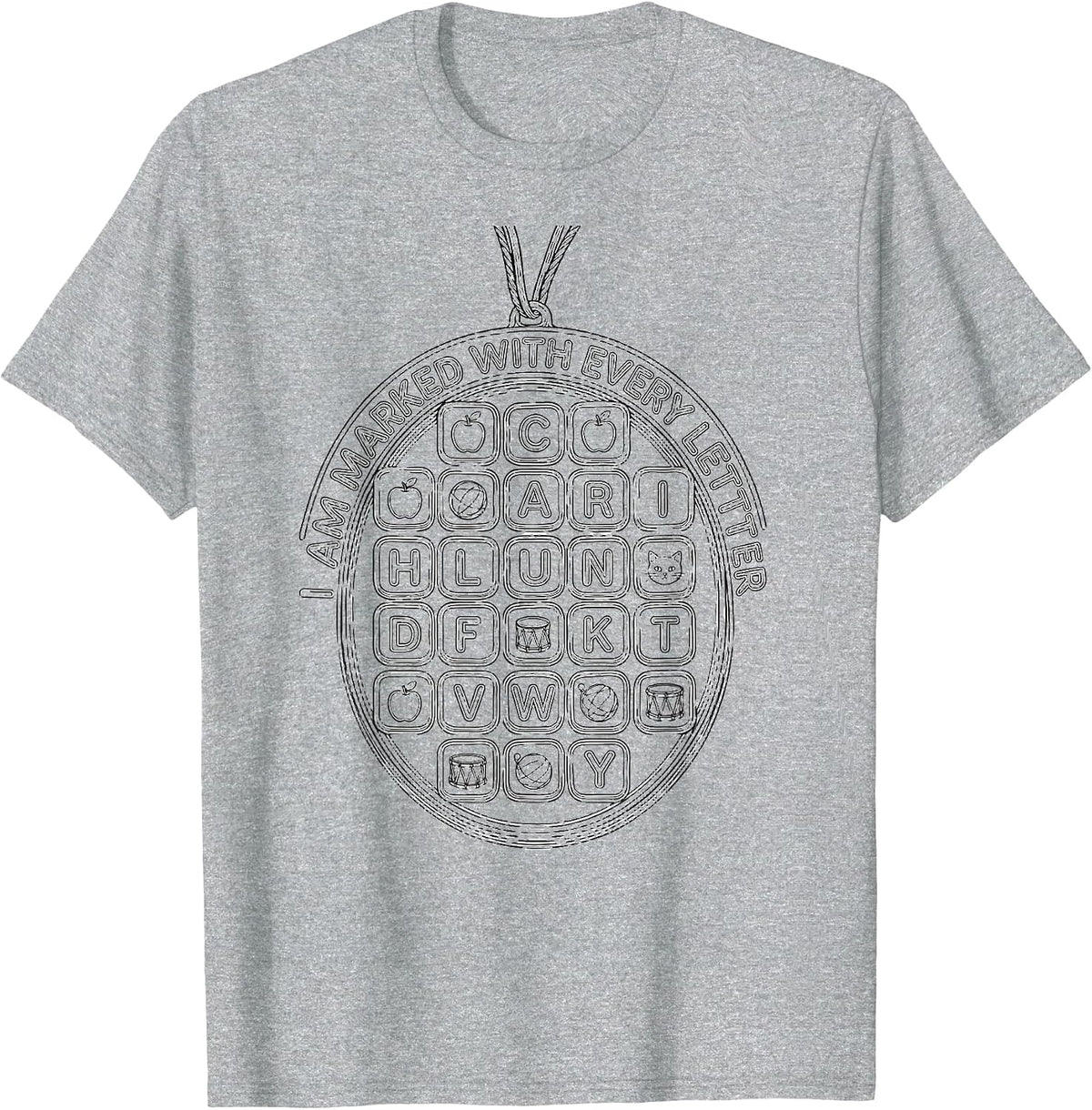 Men's I Am Marked With Every Letter Line Art Teacher Halloween T-Shirt - Heather Grey