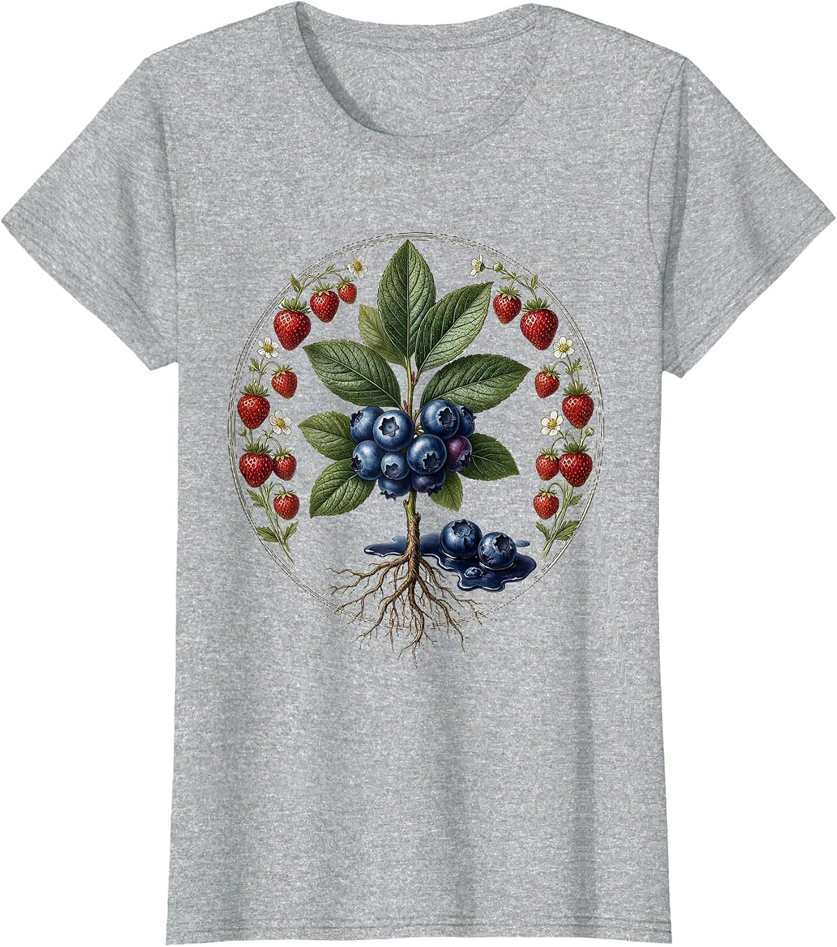 Patriotic Boxer Blueberry Stained Gloves Illustration T-Shirt - Heather Grey