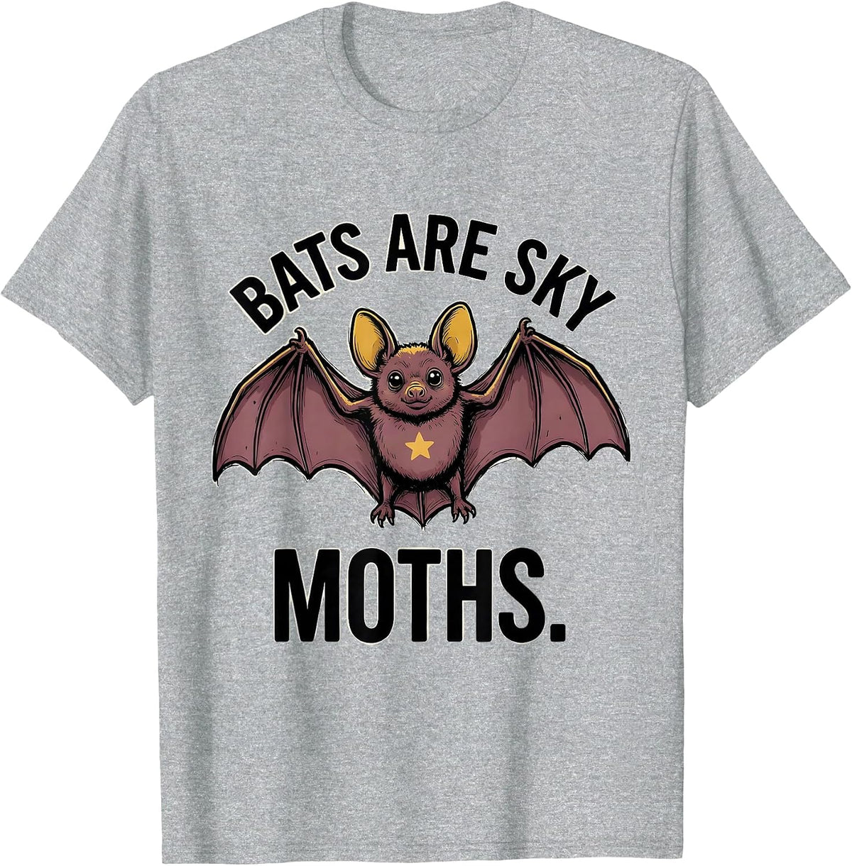 Men's Bats Are Sky Moths Funny Bat Lover Wildlife Biology Humor T-Shirt - Heather Grey