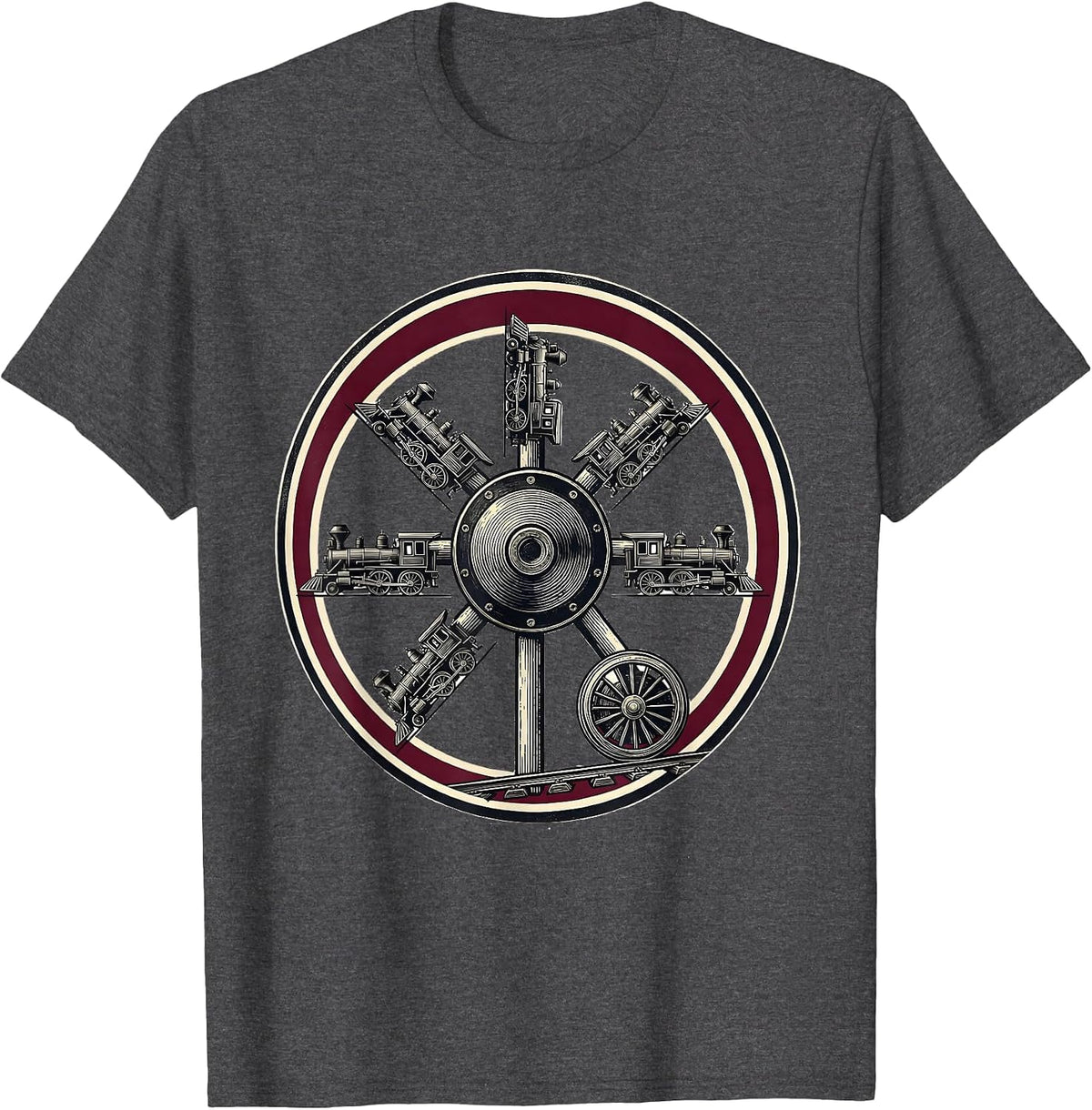 Railroad Badge Track Locomotive Hobbyist Gift T-Shirt - Dark Heather Grey