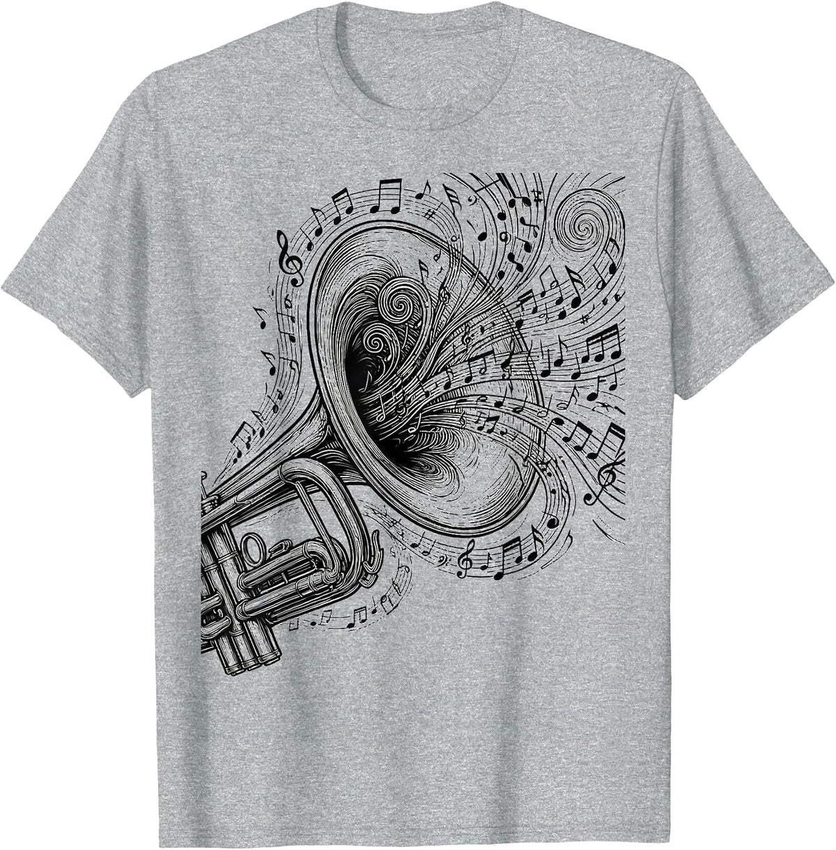 Men's Trumpet Musical Notes Music Teacher Gift T-Shirt - Heather Grey