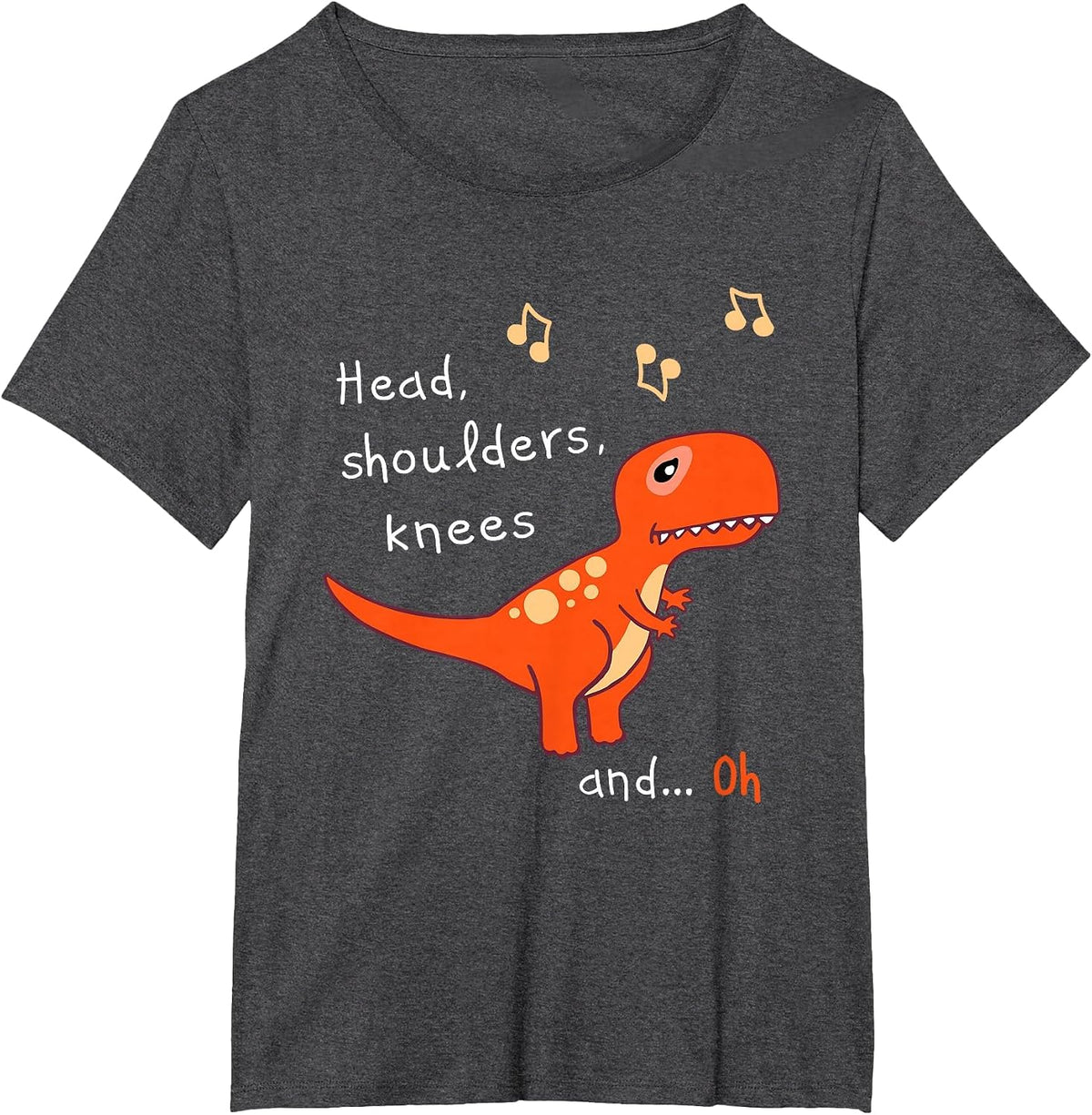 T Rex Dinosaur – Funny Head, Shoulders, Knees & Toes Fail T-Shirt - Dark Heather Grey