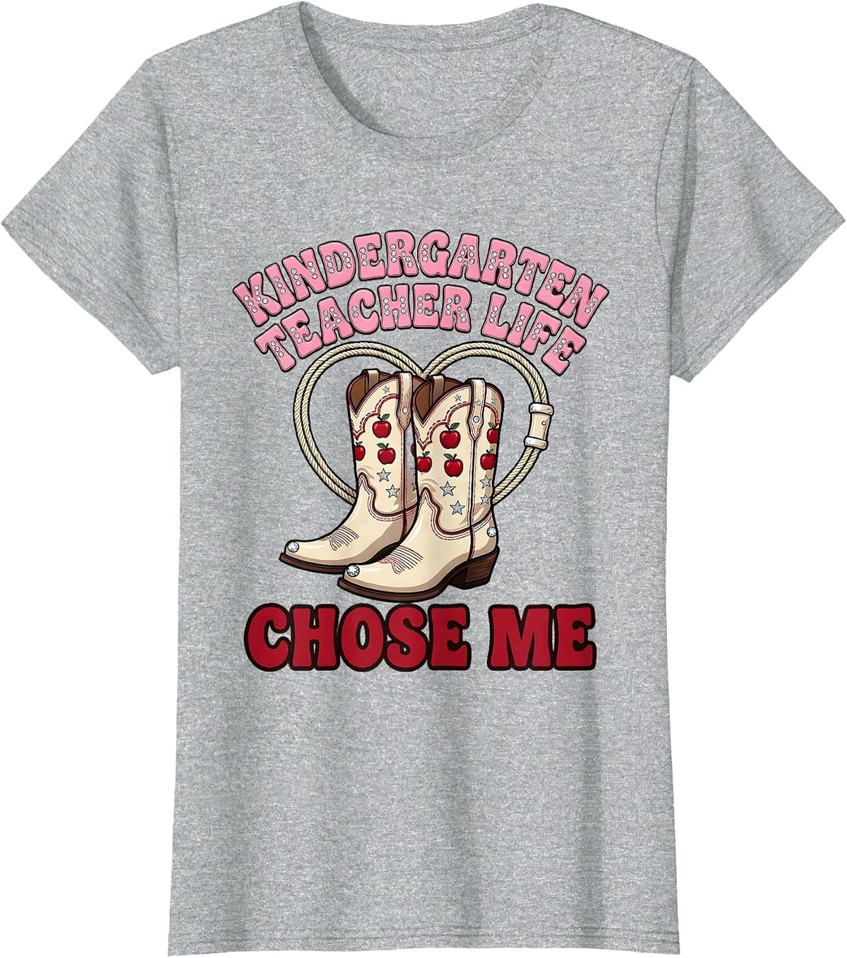 Kindergarten Teacher Life Chose Me Design T-Shirt - Heather Grey