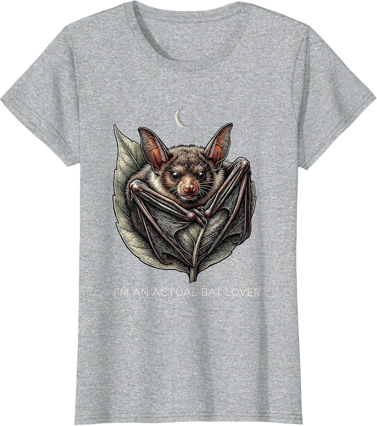 Women's I'm An Actual Bat Lover Vintage Bat Lover Halloween Humor T-Shirt - Heather Grey