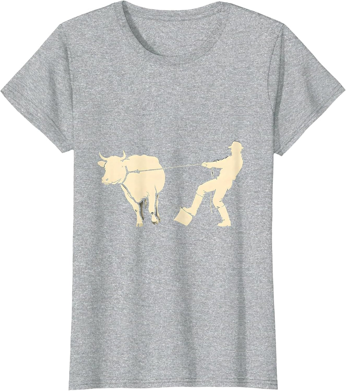 Women's Farmer vs Heifer Silhouette Funny Farm Life T-Shirt - Heather Grey