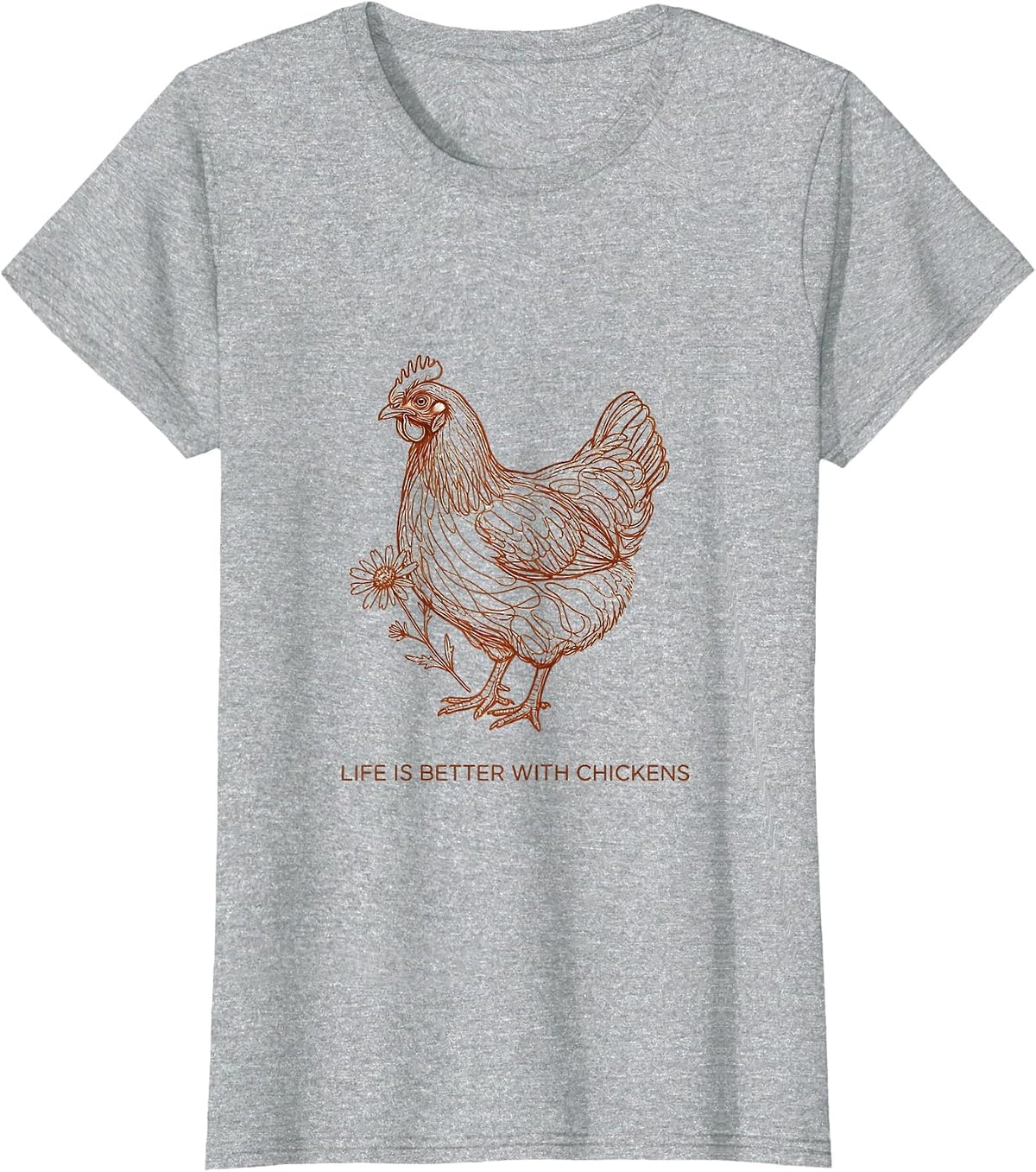 Women's Life Is Better With Chickens Funny Farm Design T-Shirt - Heather Grey