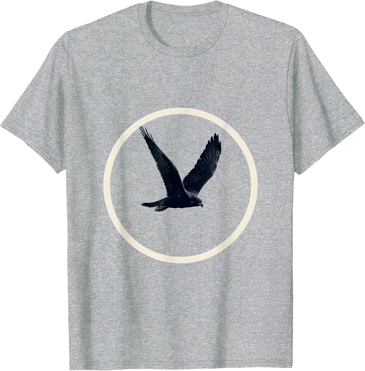 Men's Falcon Diving Through Open Blue Sky Illustration T-Shirt - Heather Grey