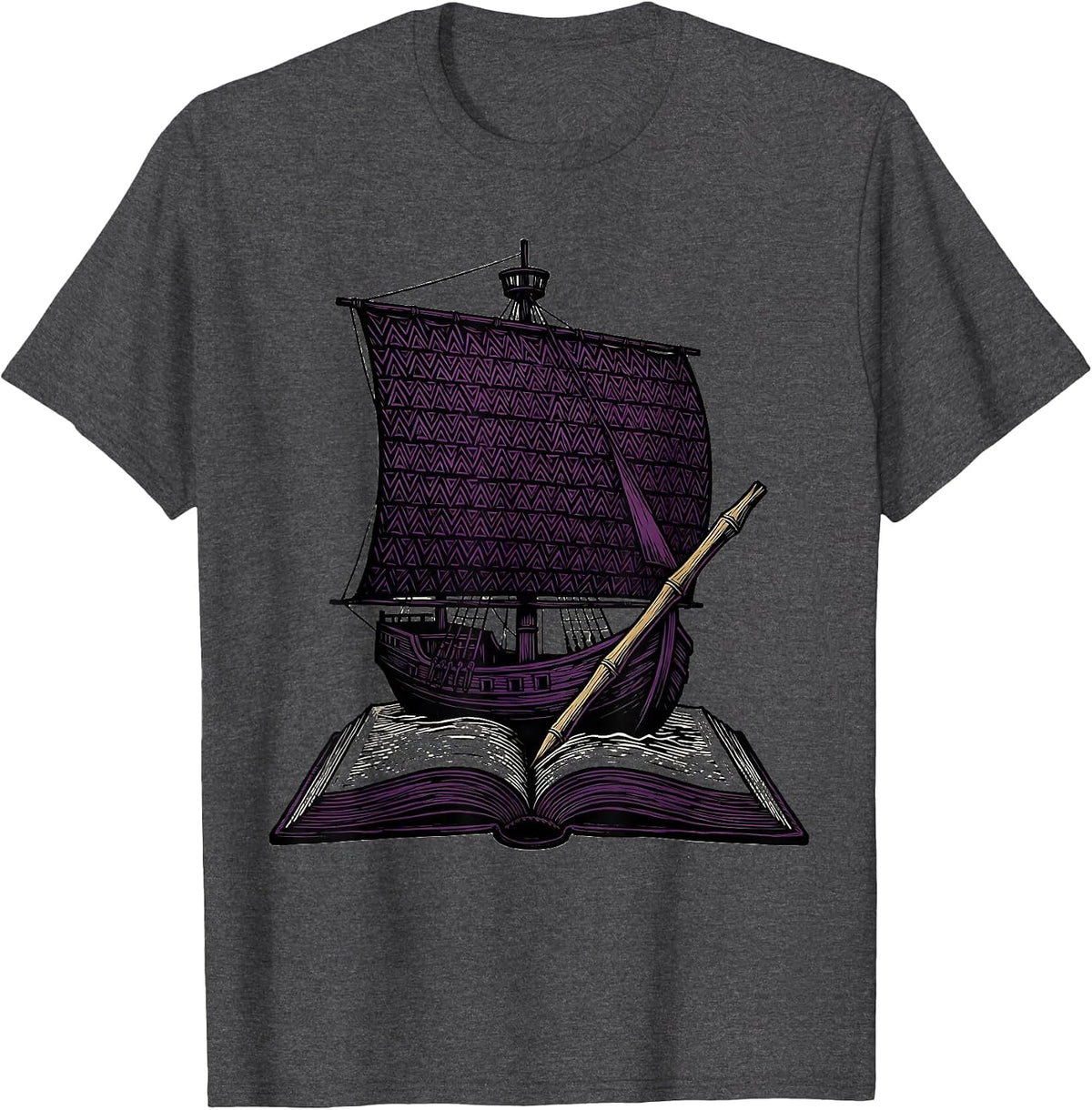 Ancient Alphabet Linocut Funny Word Nerd Gift T-Shirt - Dark Heather Grey