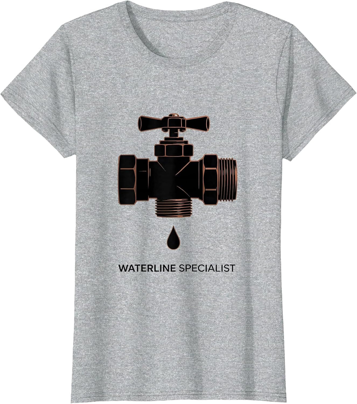 Waterline Specialist Funny Plumber Pipefitter Gift T-Shirt - Heather Grey