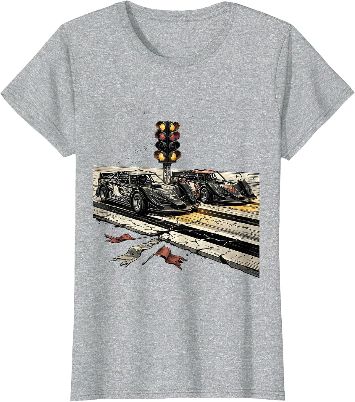 Women's Sprint Cars Patriotic RC Racer American Flag Hobbyist T-Shirt - Heather Grey
