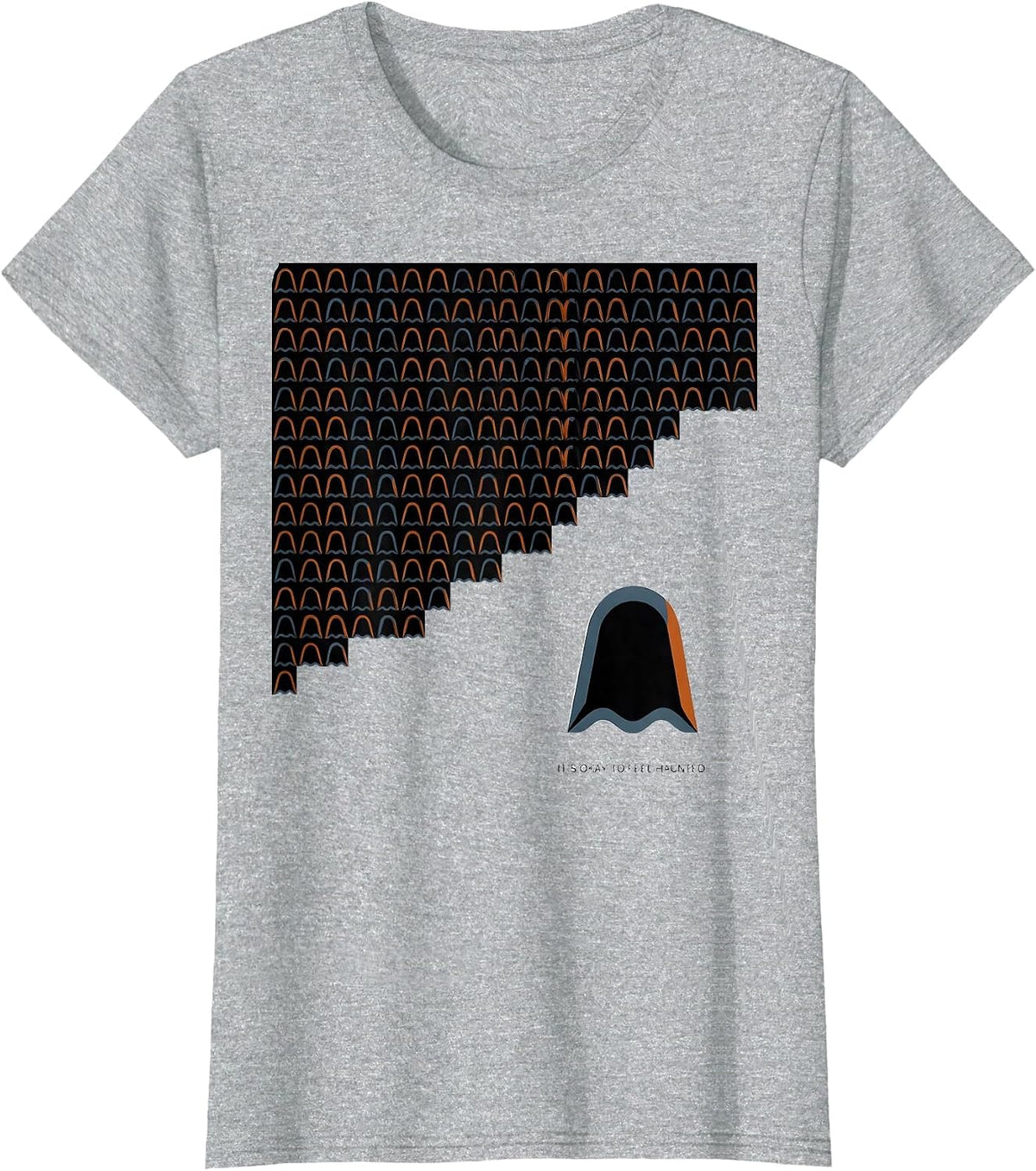 It's Okay To Feel Haunted Geometric Ghost Mental Health T-Shirt - Heather Grey