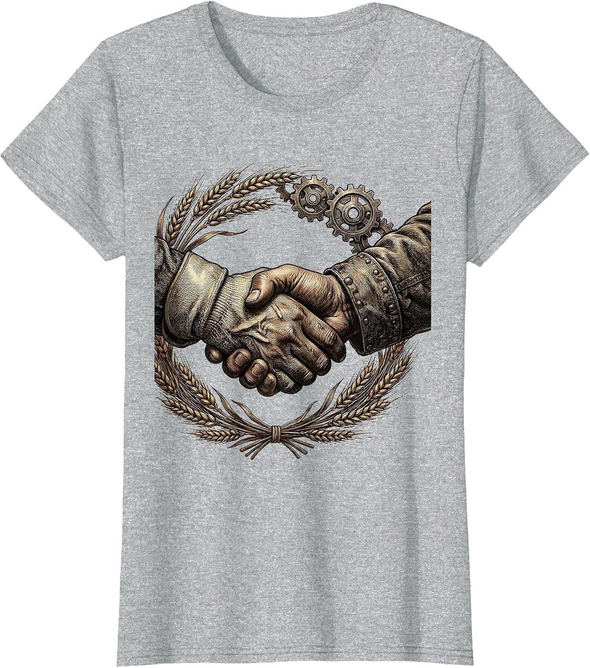 We The People Farmer and Factory Worker Unity T-Shirt - Heather Grey