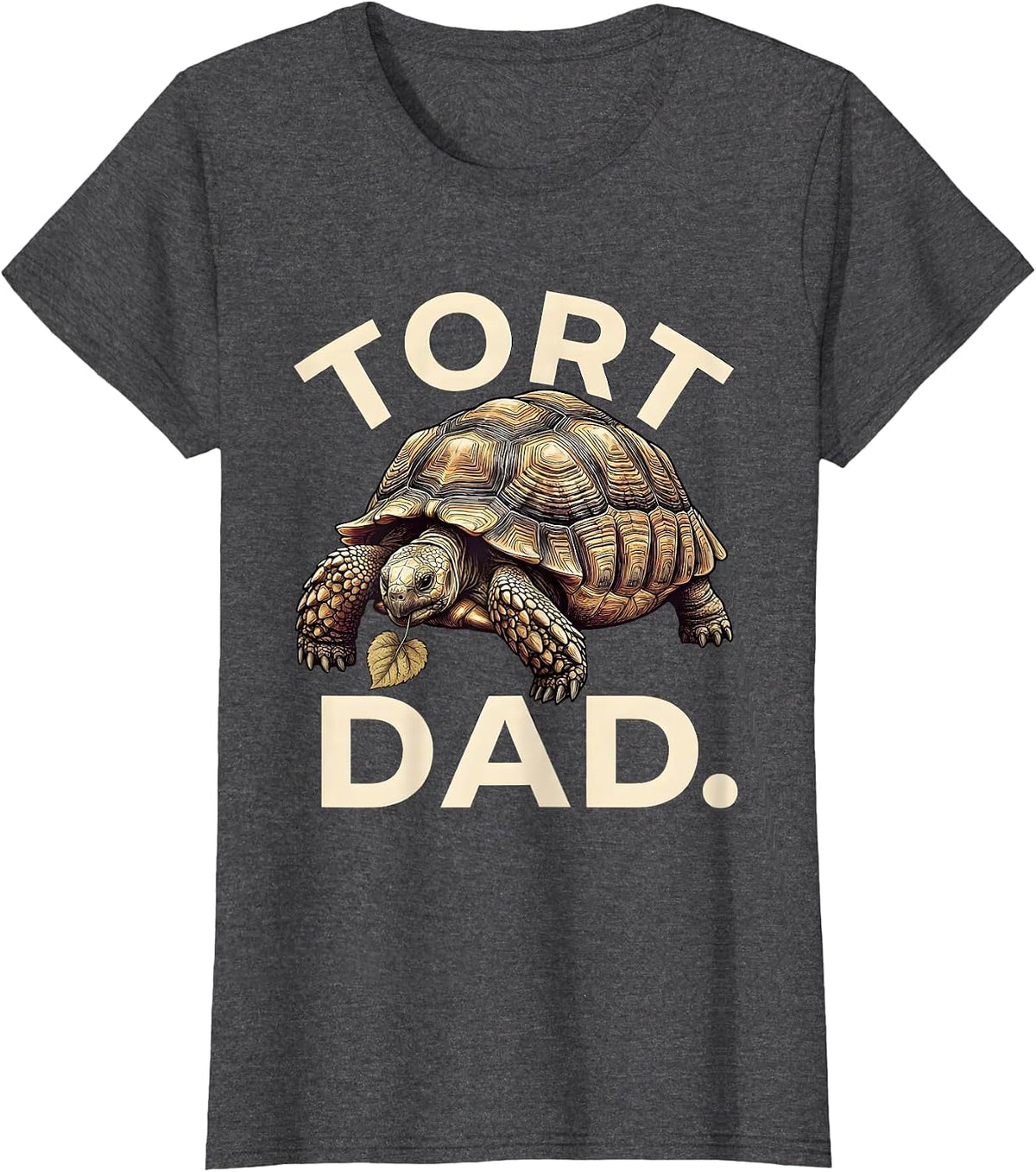 Women's Tort Dad Sulcata Tortoise Funny Reptile Lover Gift T-Shirt - Dark Heather Grey