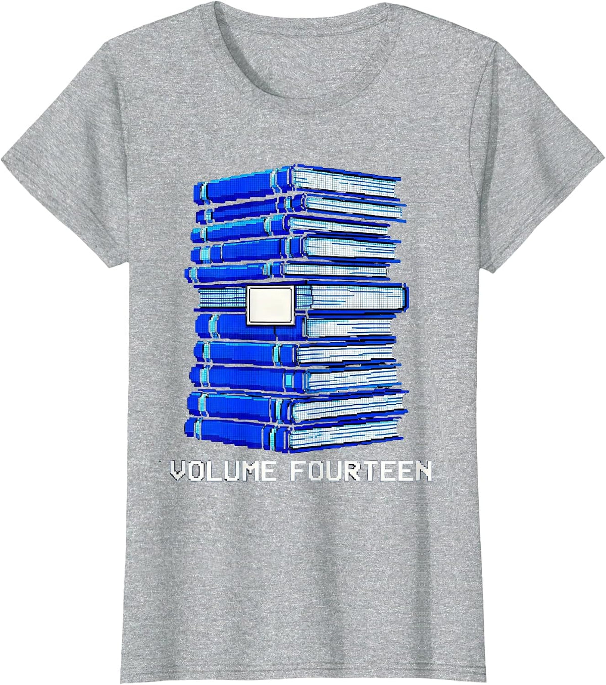 Volume Fourteen Pixel Art Bookworm 14th Birthday Reader Gift T-Shirt - Heather Grey