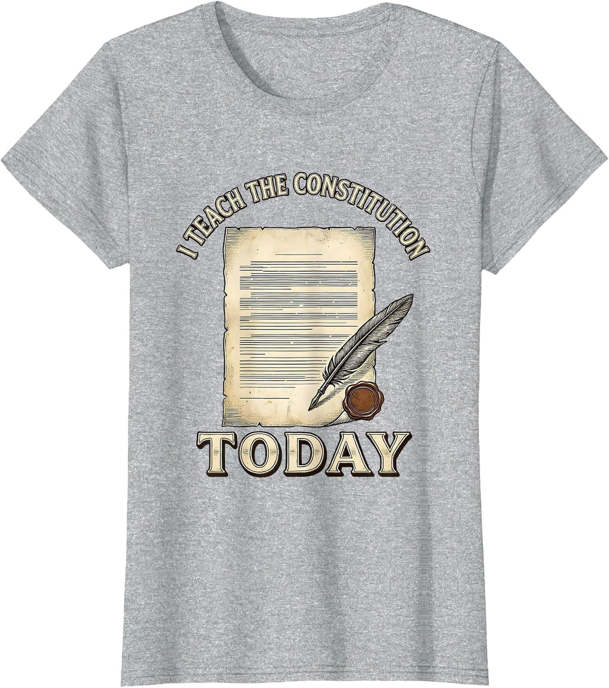 I Teach The Constitution Today Vintage Social Studies T-Shirt - Heather Grey