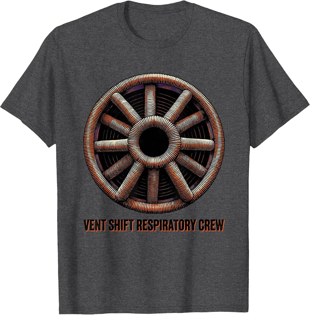 Vent Shift Respiratory Crew Halloween RT Crew Humor T-Shirt - Dark Heather Grey