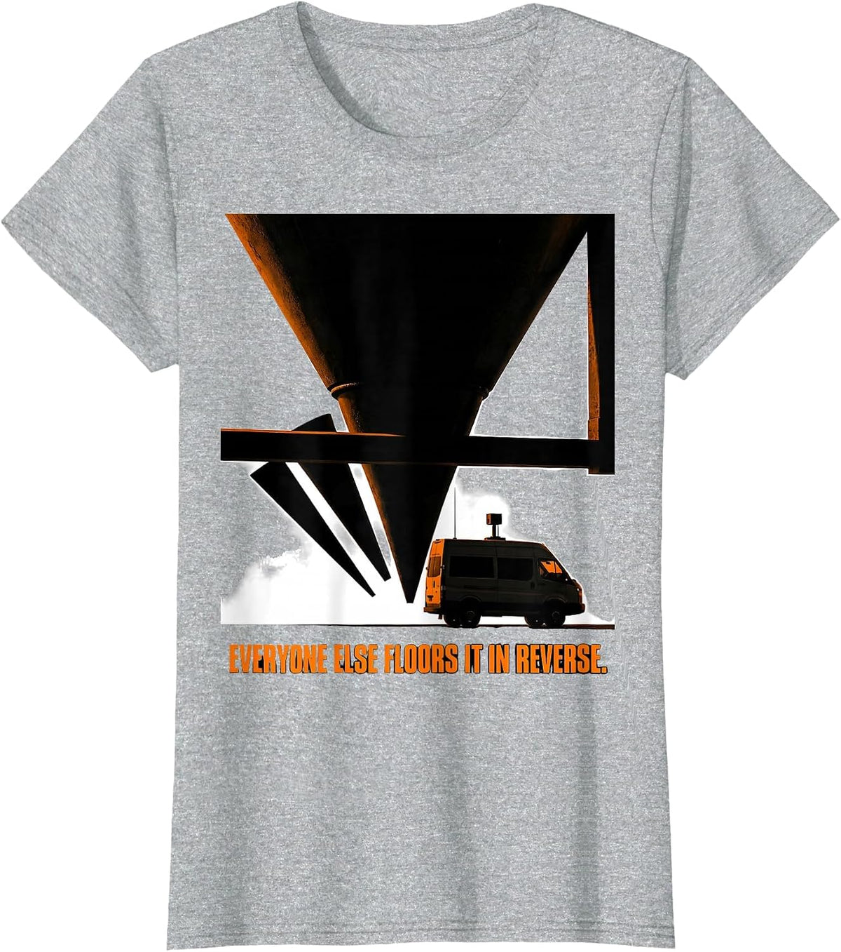 Everyone Else Floors It In Reverse Brutalist Storm Chaser T-Shirt - Heather Grey