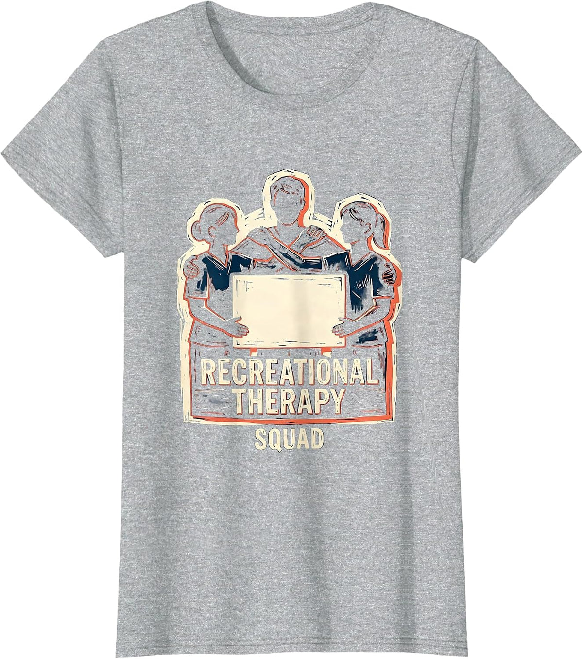 Recreational Therapy Squad Linocut Activity Assistant T-Shirt - Heather Grey