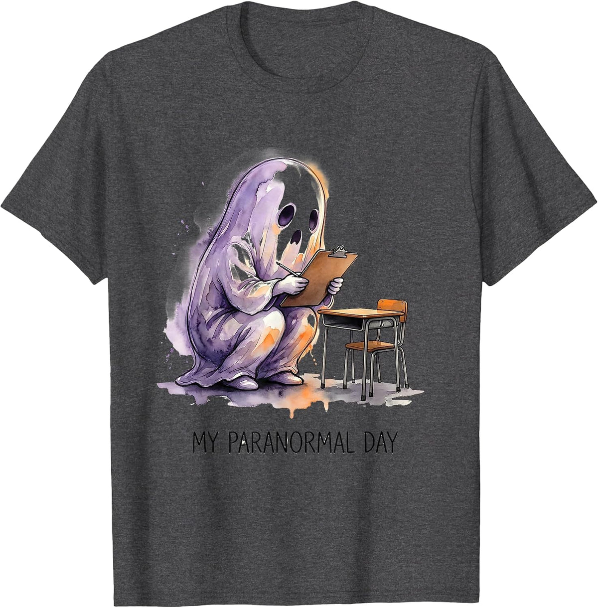 My Para Normal Day Funny Ghost Paraprofessional Halloween T-Shirt - Dark Heather Grey