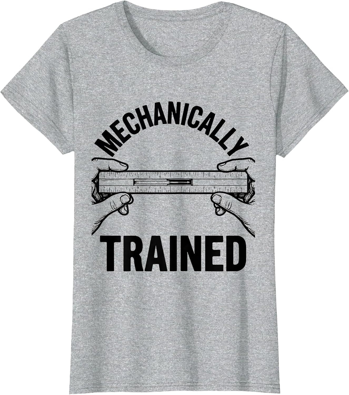 Women's Mechanically Trained Slide Rule Retro Math Engineer Humor T-Shirt - Heather Grey