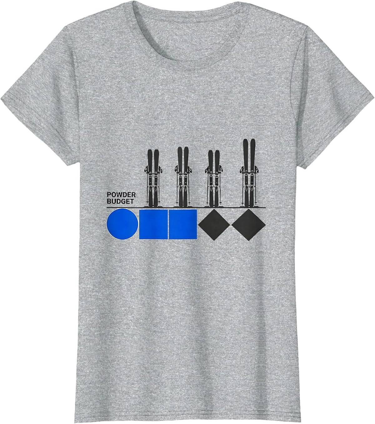 Powder Budget Minimalist Ski Rack Silhouette Ski Lover Gift T-Shirt - Heather Grey