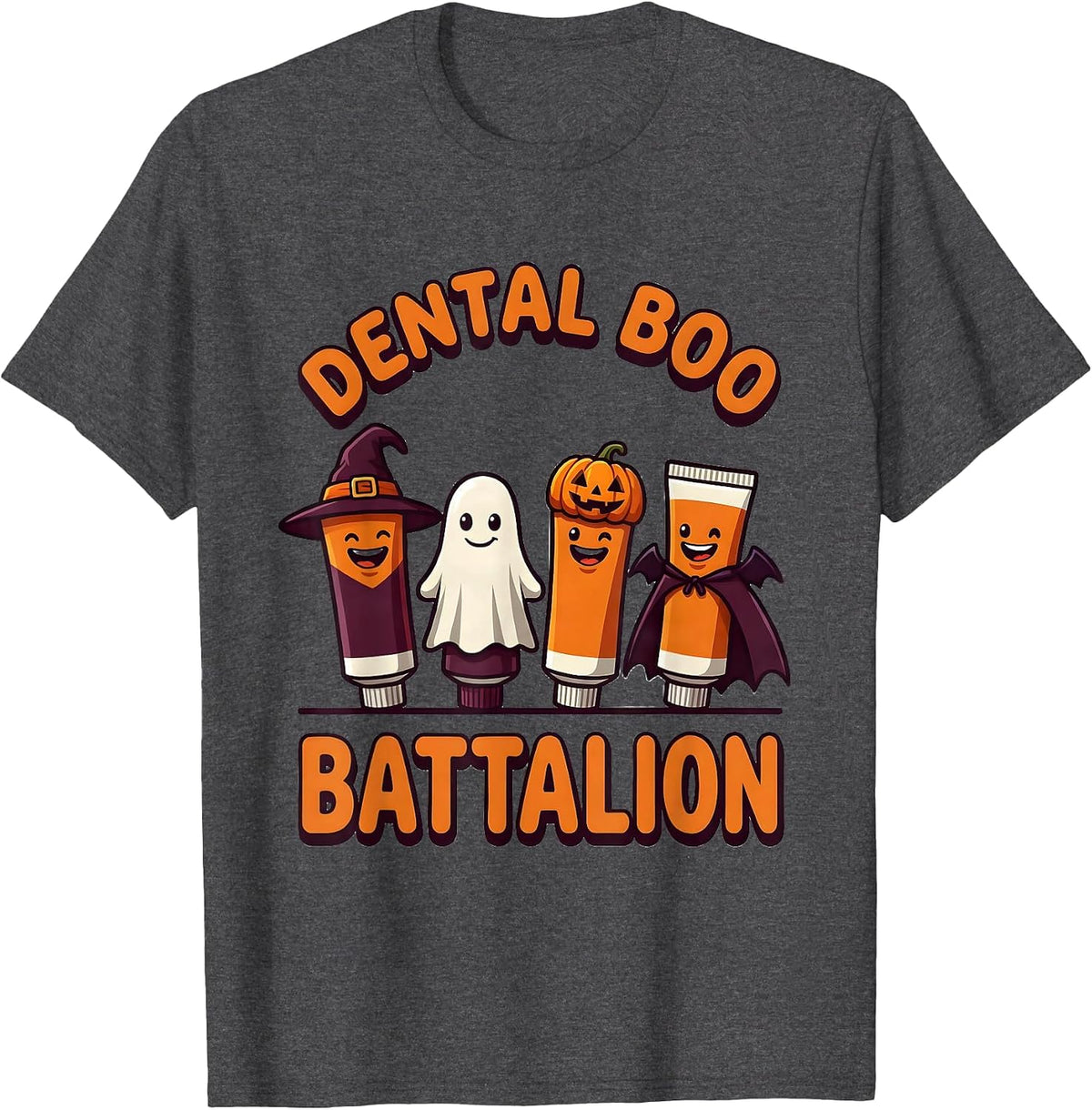 Men's Dental Boo Battalion Funny Dentist Halloween Costume Humor T-Shirt - Dark Heather Grey