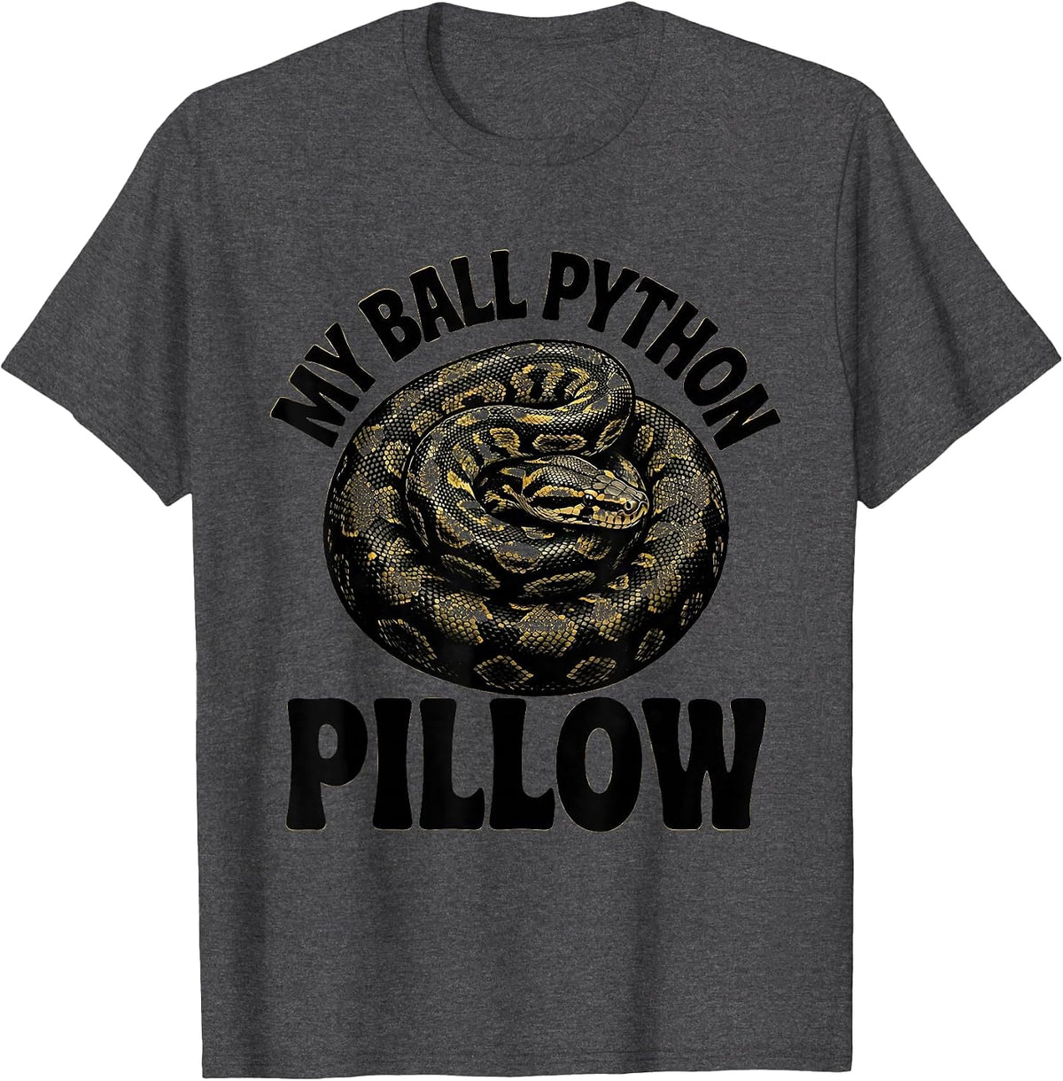 Men's My Ball Python Pillow Funny Reptile Owner Snake Humor T-Shirt - Dark Heather Grey