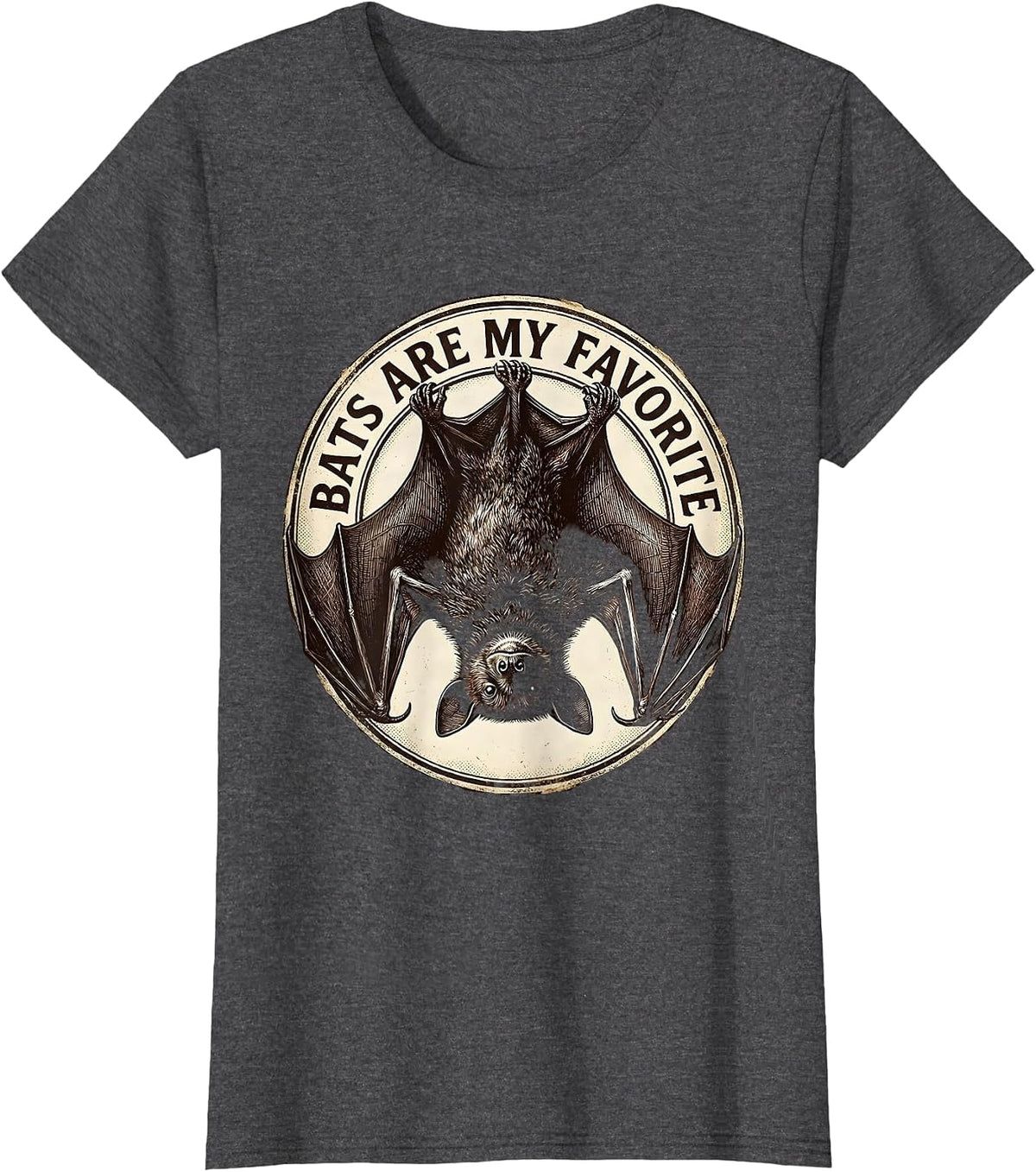 Women's Bats Are My Favorite Vintage Bat Lover Nature Wildlife Humor T-Shirt - Dark Heather Grey