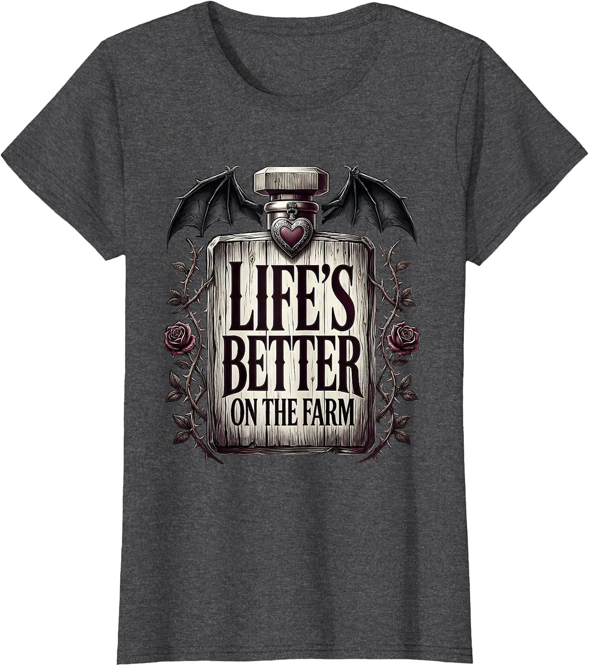 Women's Life's Better On The Farm Country Living Design T-Shirt - Dark Heather Grey