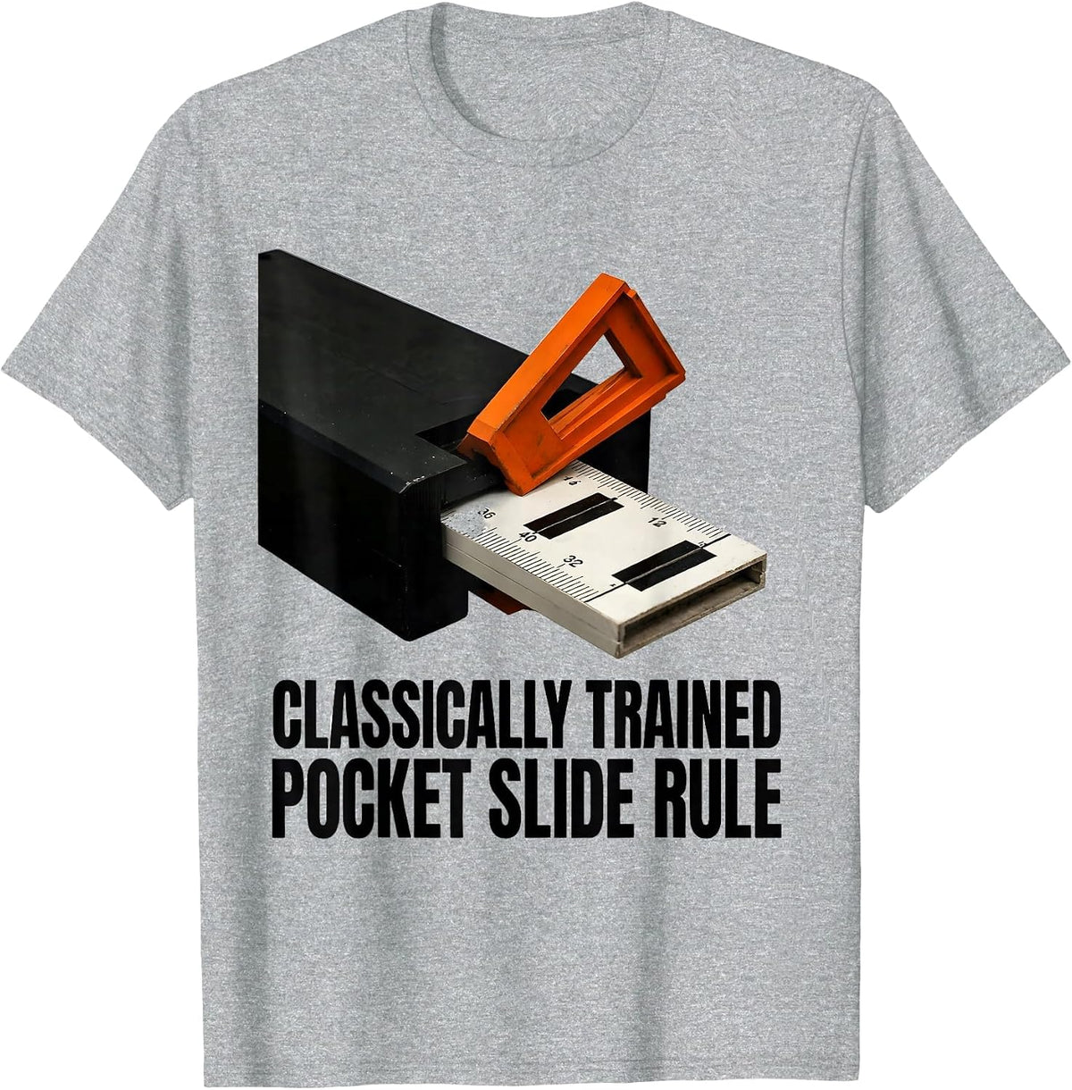 Men's Classically Trained Pocket Slide Rule Retro Enthusiast T-Shirt - Heather Grey