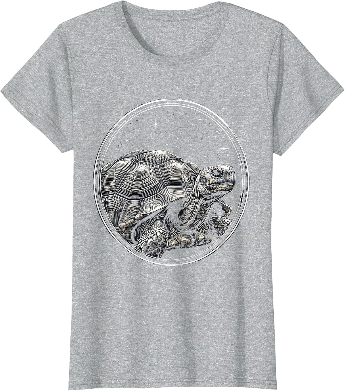 Women's Ancient Tortoise Starry Night Sky Illustration T-Shirt - Heather Grey