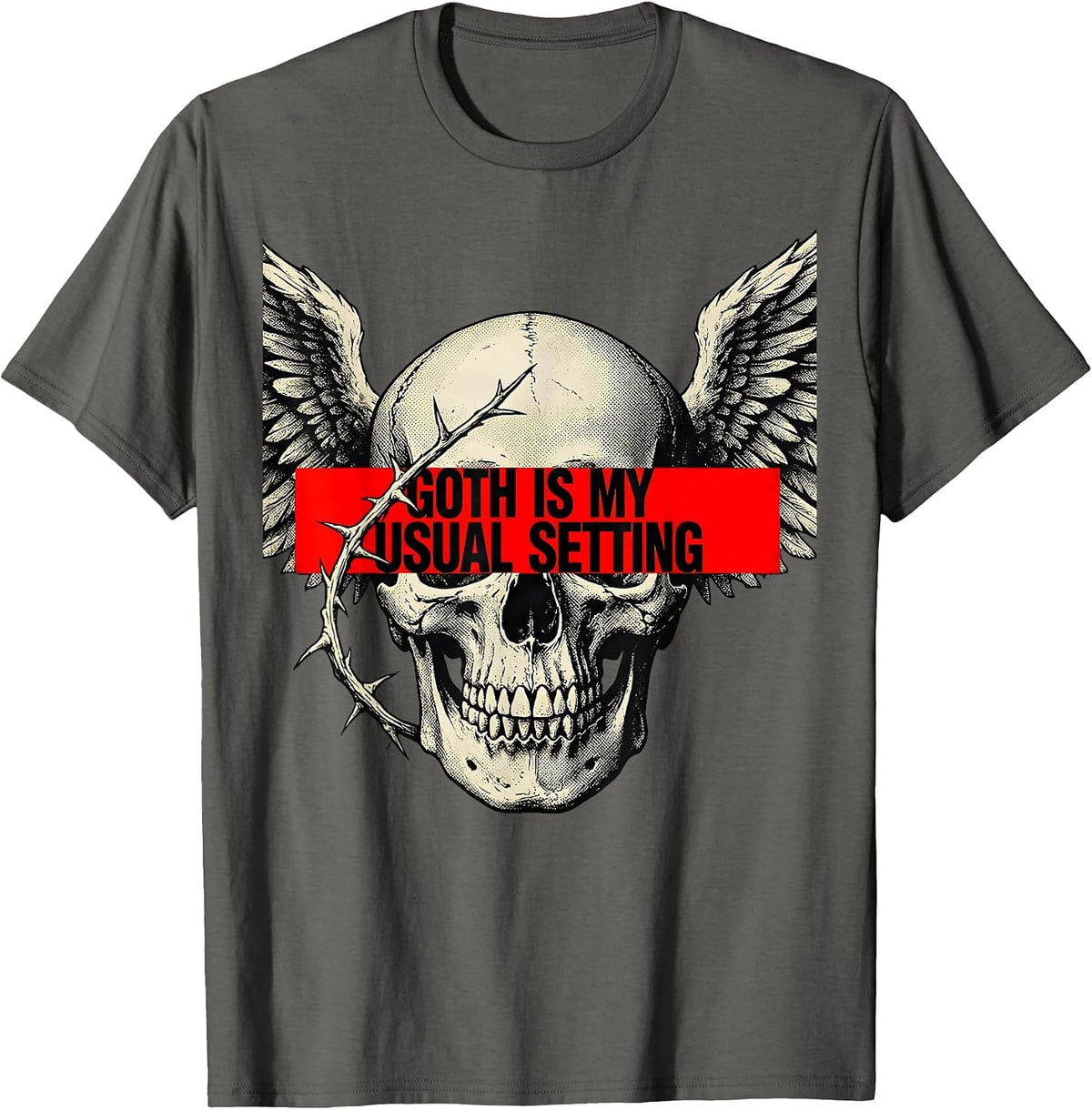 Goth Is My Usual Setting Gothic Alt Grunge Emo Girl Y2K T-Shirt - Asphalt Grey