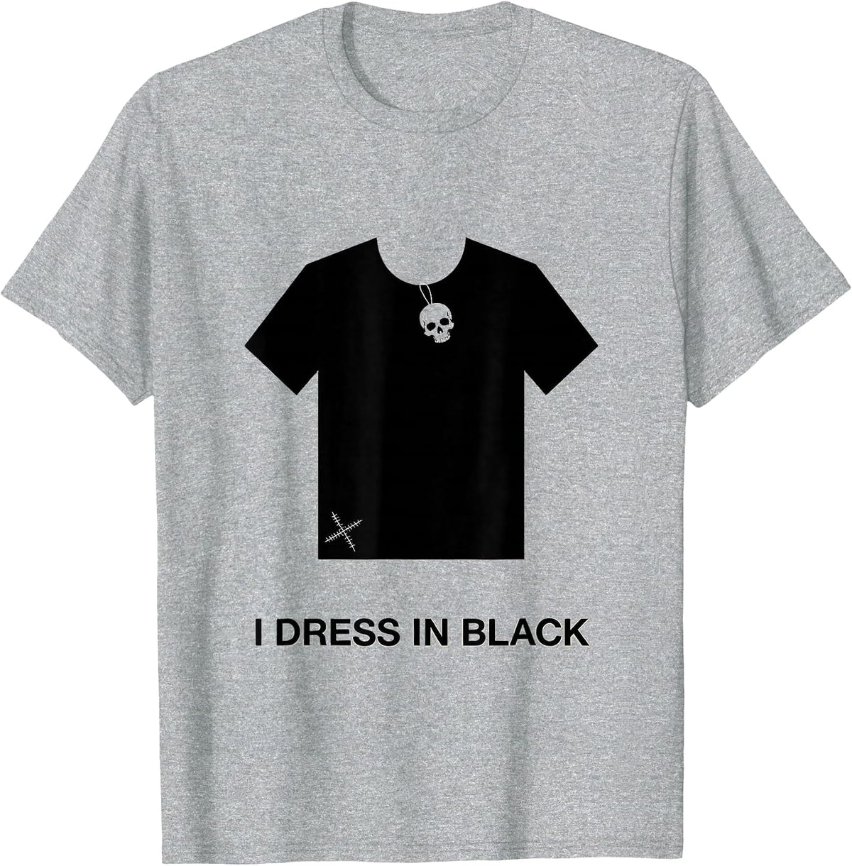 Men's I Dress In Black Minimalist Y2K Grunge Goth Alt Skull T-Shirt - Heather Grey
