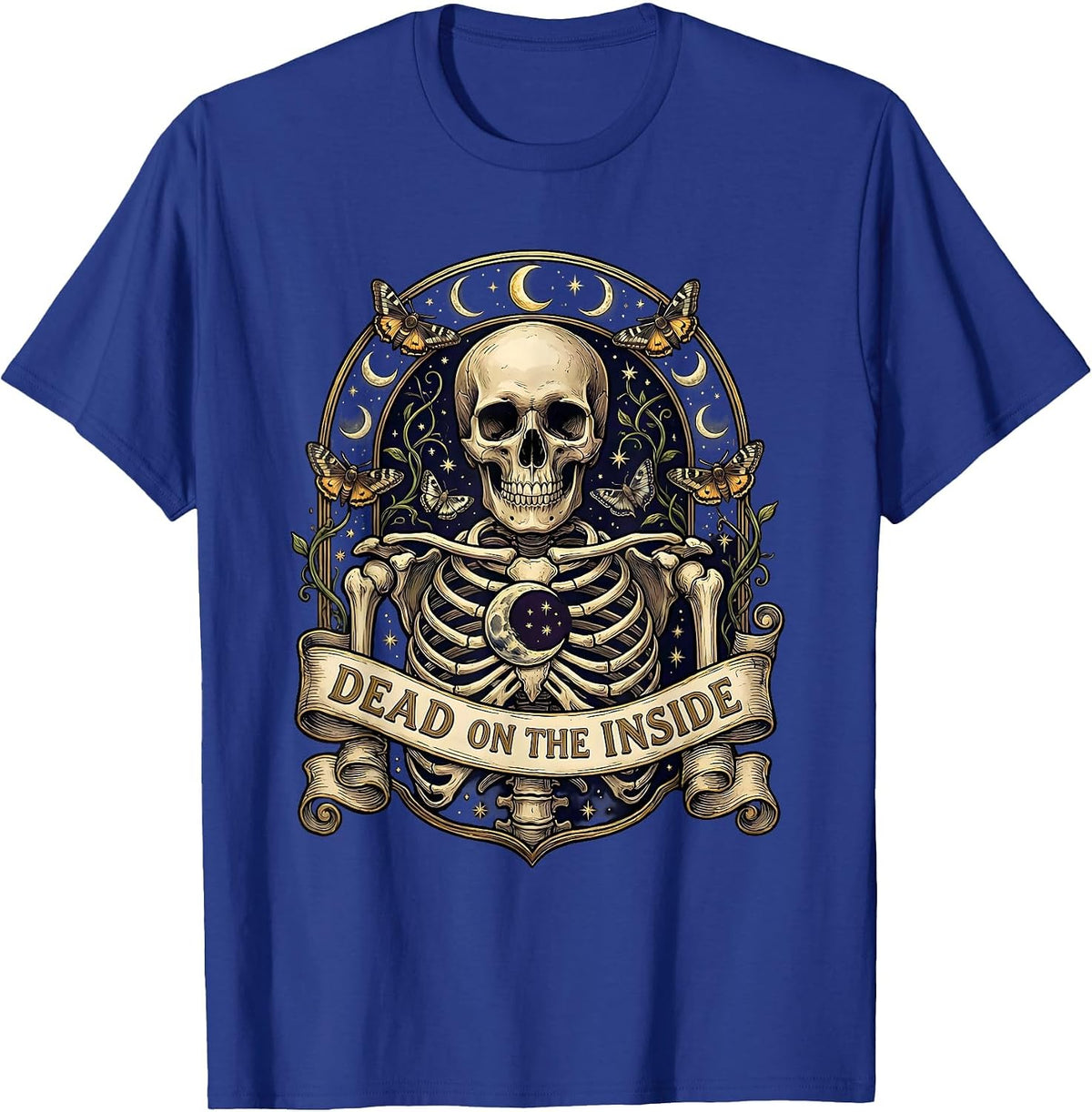 Dead on the Inside Dark Humor Graphic Design T-Shirt - Royal Blue