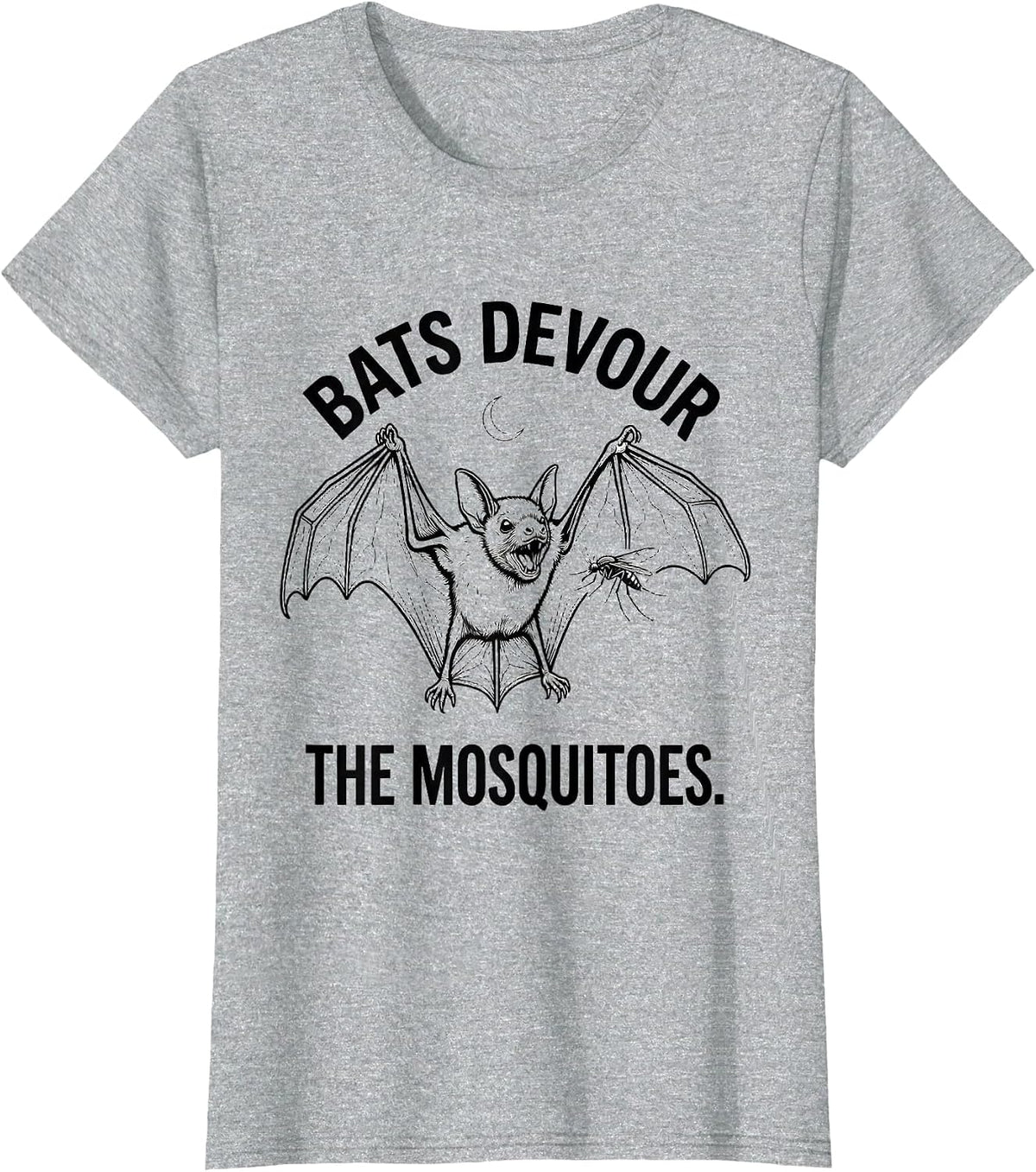 Bats Devour The Mosquitoes Funny Bat Lover Halloween Nature T-Shirt - Heather Grey
